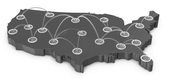 a map of the united states with connected lines